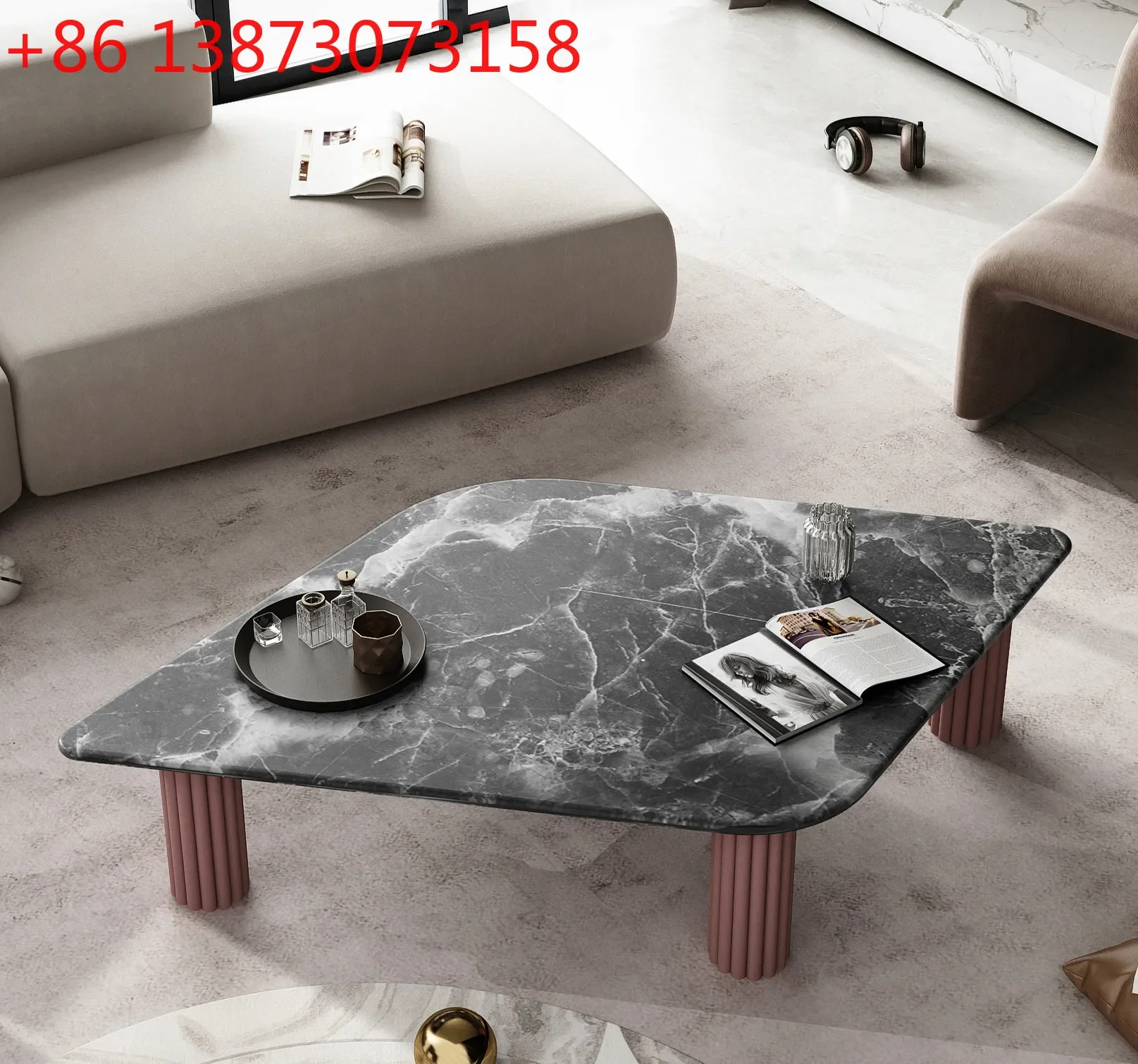 Marble slate living room household small apartment creative special-shaped irregular light luxury coffee table