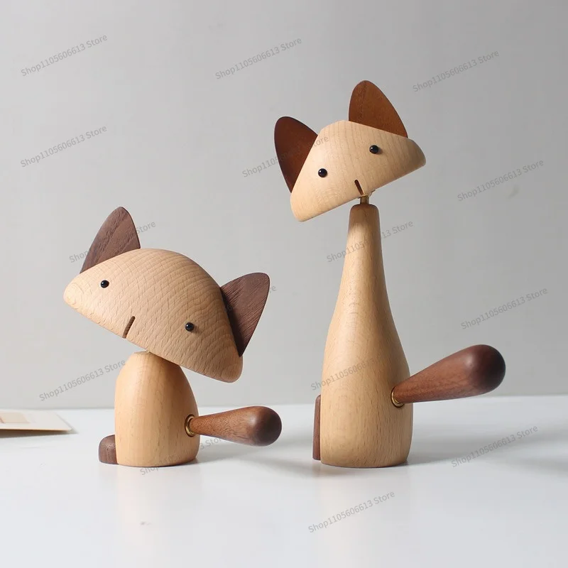 For Wood Art Creative Gifts, Home Decorations, Wooden Ornaments, Wooden Product Model House Ornaments 2PCS