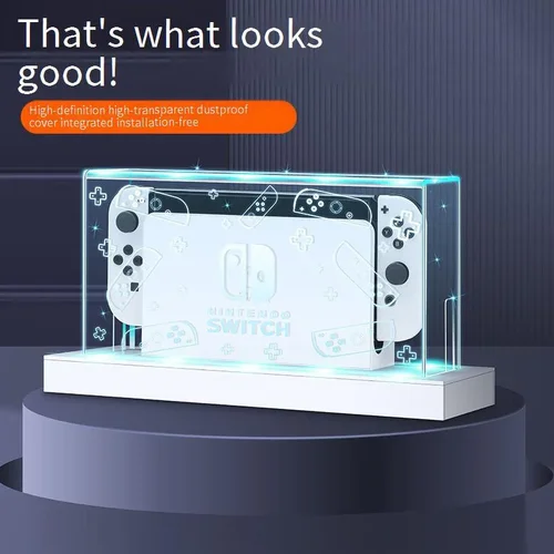 Imagen 2 del producto Cubierta antipolvo para interruptor, almacenamiento de Host acrílico, estuche grande, cubierta protectora portátil a prueba de polvo y antiarañazos para interruptor Oled