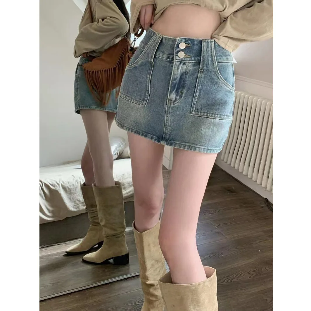 

Women Slim Bodycon Denim Mini Skirt for Women 2023 Summer New Retro High Waisted Hip Jean Skirt Streetwear Sexy Short Skirts