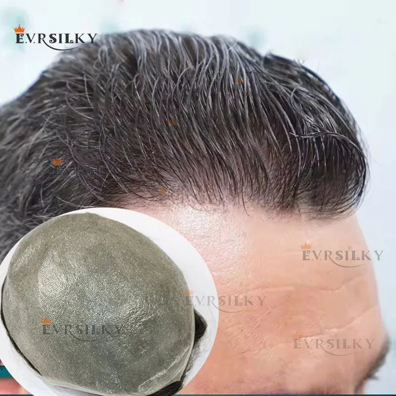 

Натуральные 80% Плотность Настоящие человеческие волосы Платиновый Блондин Невидимые Супертонкие 0,02 мм Белый Серый 1B20 # 1b80 Черный капиллярный протез