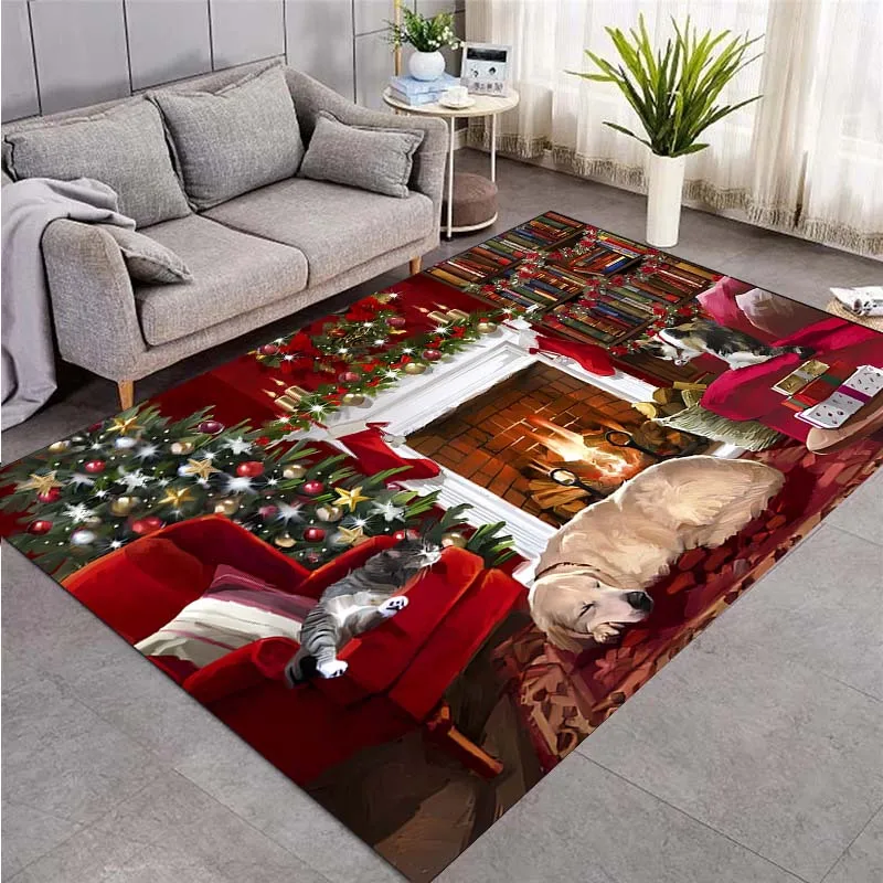 

VIKAMA Merry Christmas Carpet with Festive Design Rug For Bedroom Carpet For Live Room Large Area Rugs for Living Room Home Deco