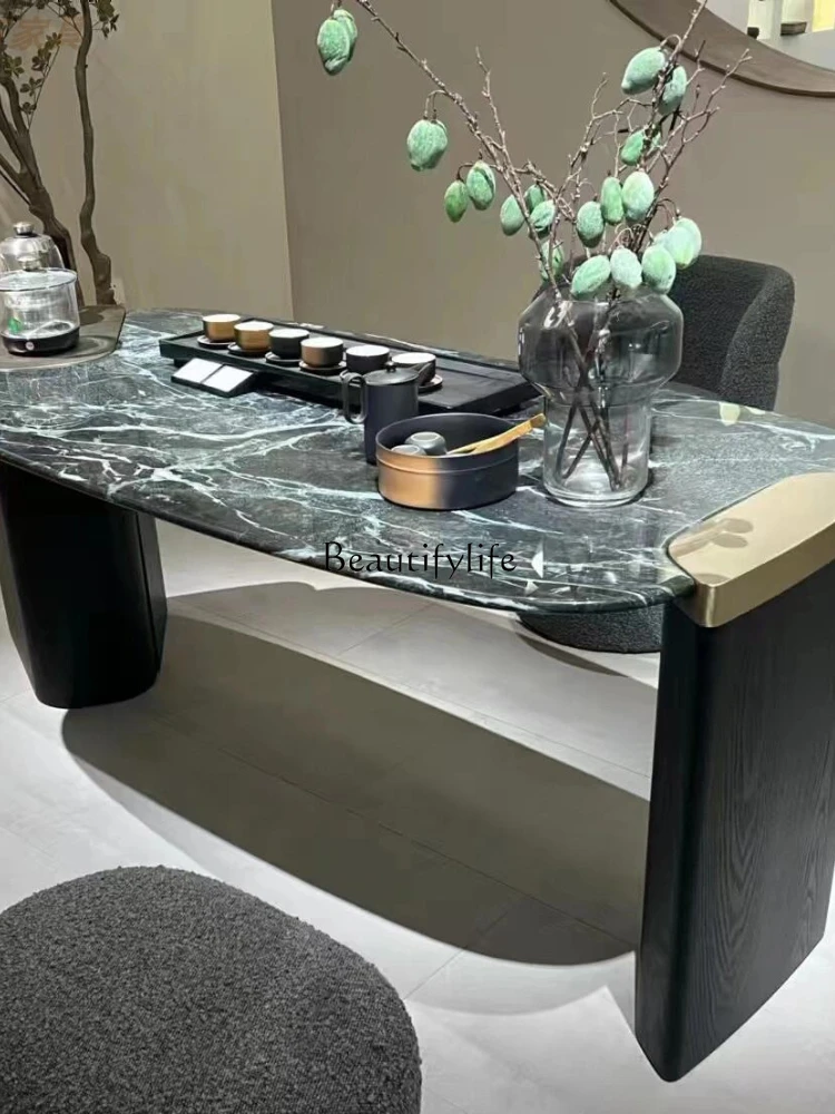 Cold jadeite natural luxury stone tea table light luxury tea table office high-end customization