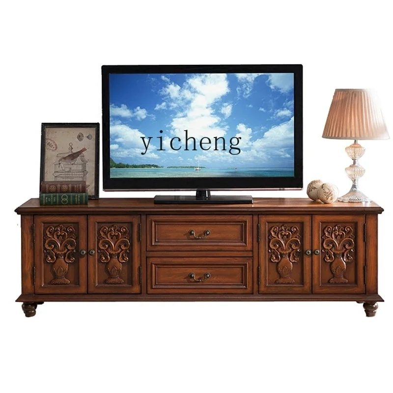 

Zf TV cabinet solid wood retro old TV cabinet
