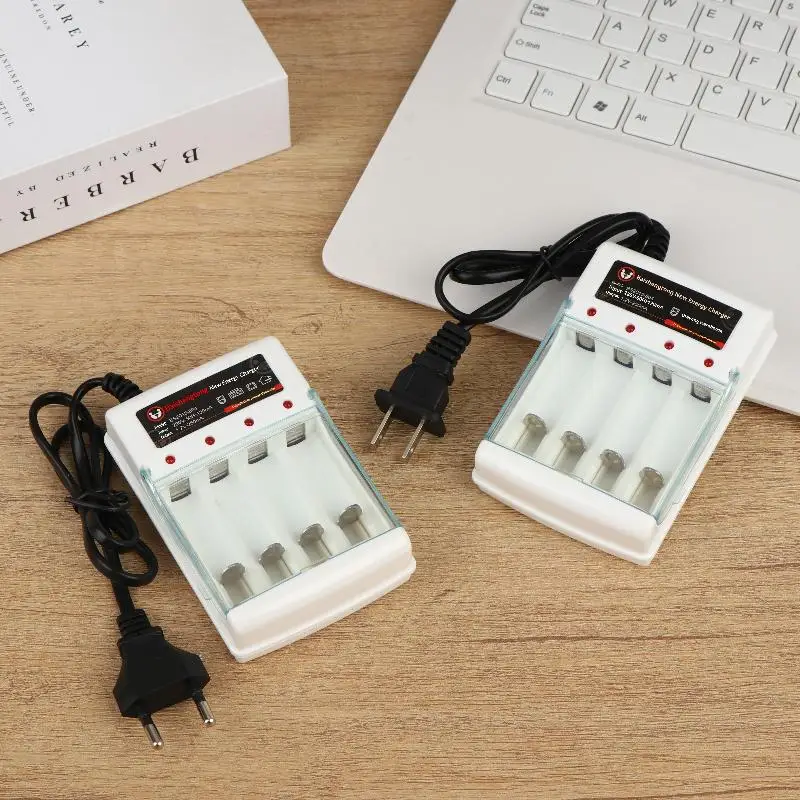 4 Slot 1.2V AA AAA Battery Charger With Cover Independent Charging EU/US Plug For Rechargeable Batteries