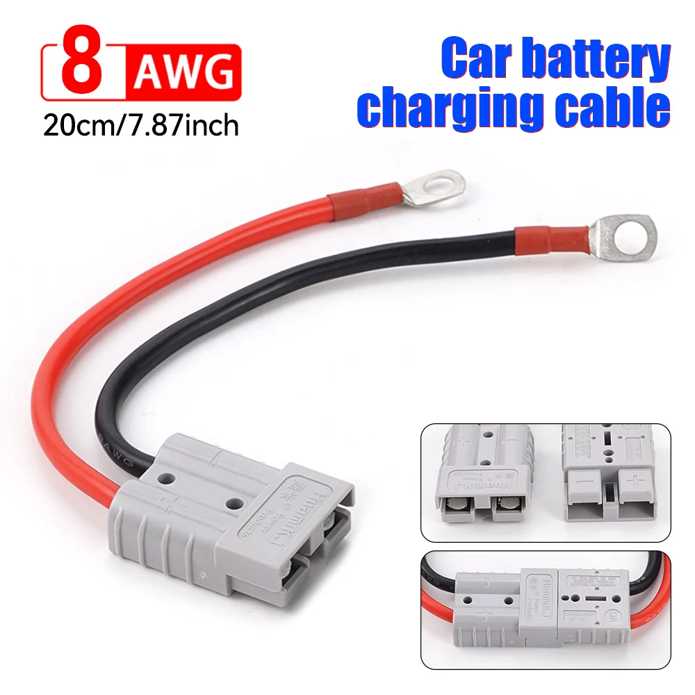 HulitTop Double Pole 50A 600V High Current Plug with 8AWG M8 Silicone Cable Electric Forklift Plug Quick Charging Connector