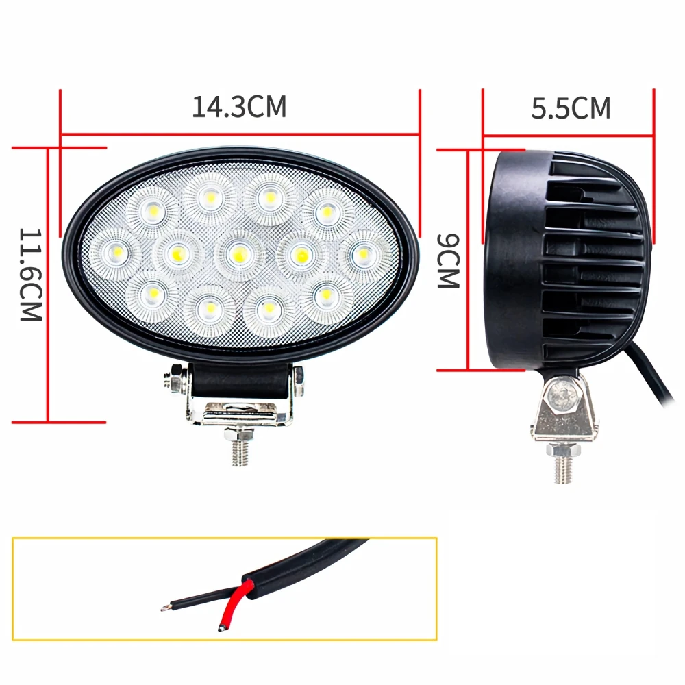 2Pcs LED Forklift Front Light 12V - 72V 39W Loader Headlight Excavator Work Light Flood Light Accessories Parts Aluminium Alloy