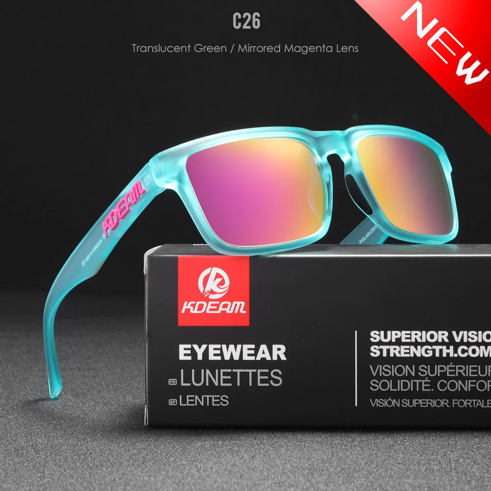 KDEAM Quadratische polarisierte Sonnenbrille für Herren im Freien, Lifestyle-Beschichtung, Sonnenbrille, neue passende Farben mit Box