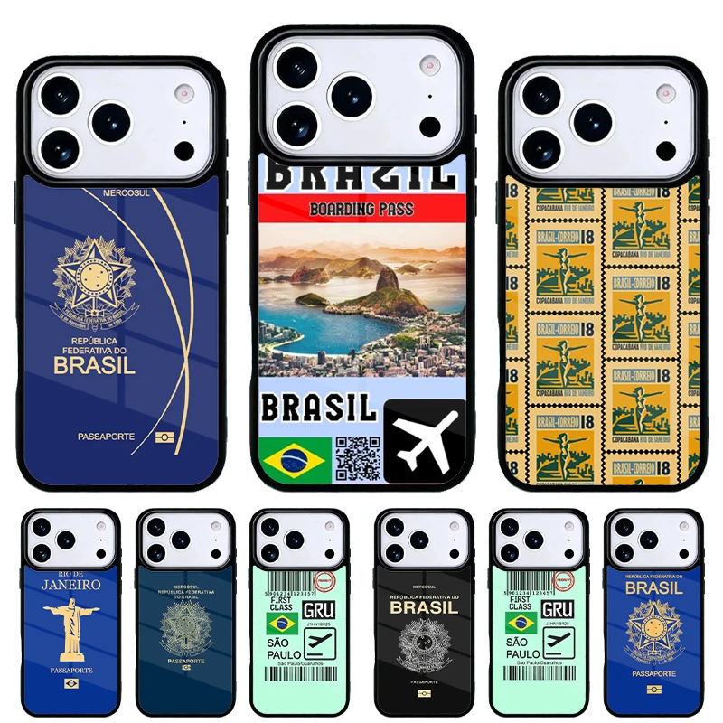 Funda iPhone con diseño pasaporte Brasil para 17 16 15 Pro Max