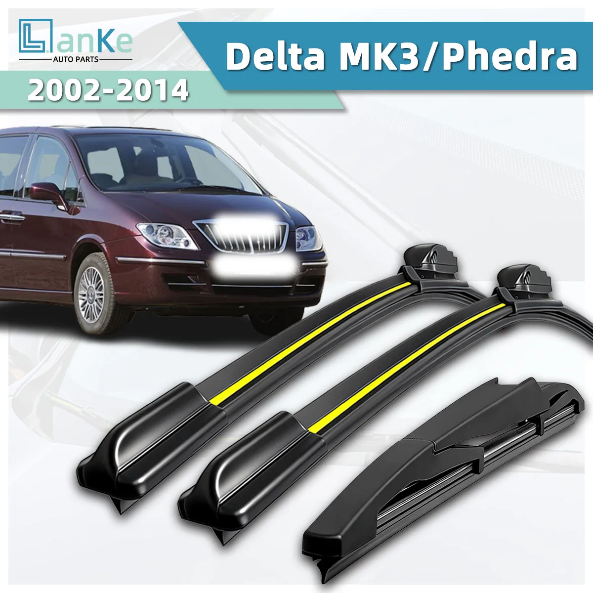 

Suitable For Lancia Delta MK3/Phedra (2002-2014) Automotive Wipers Natural Rubber Durable Front Windshield Bidirectional Wipers