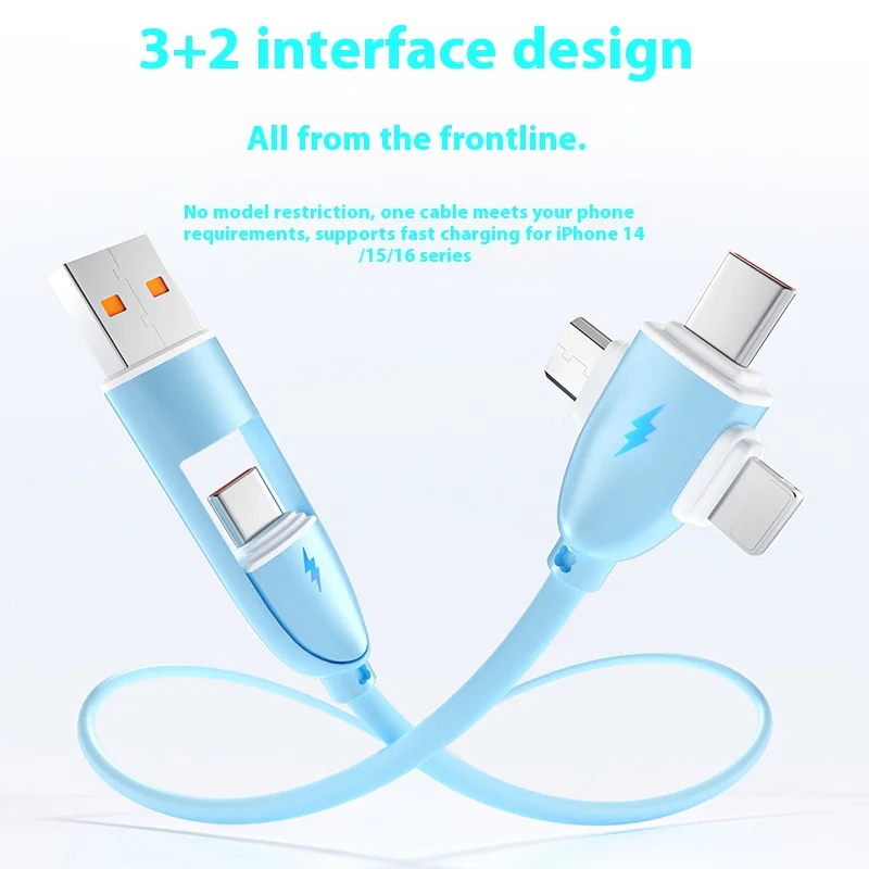 Suporte de telefone usb 3 em 1, multifuncional, cabo de dados de carregamento rápido, cordão de pulso de silicone, portátil, adequado para apple c a c