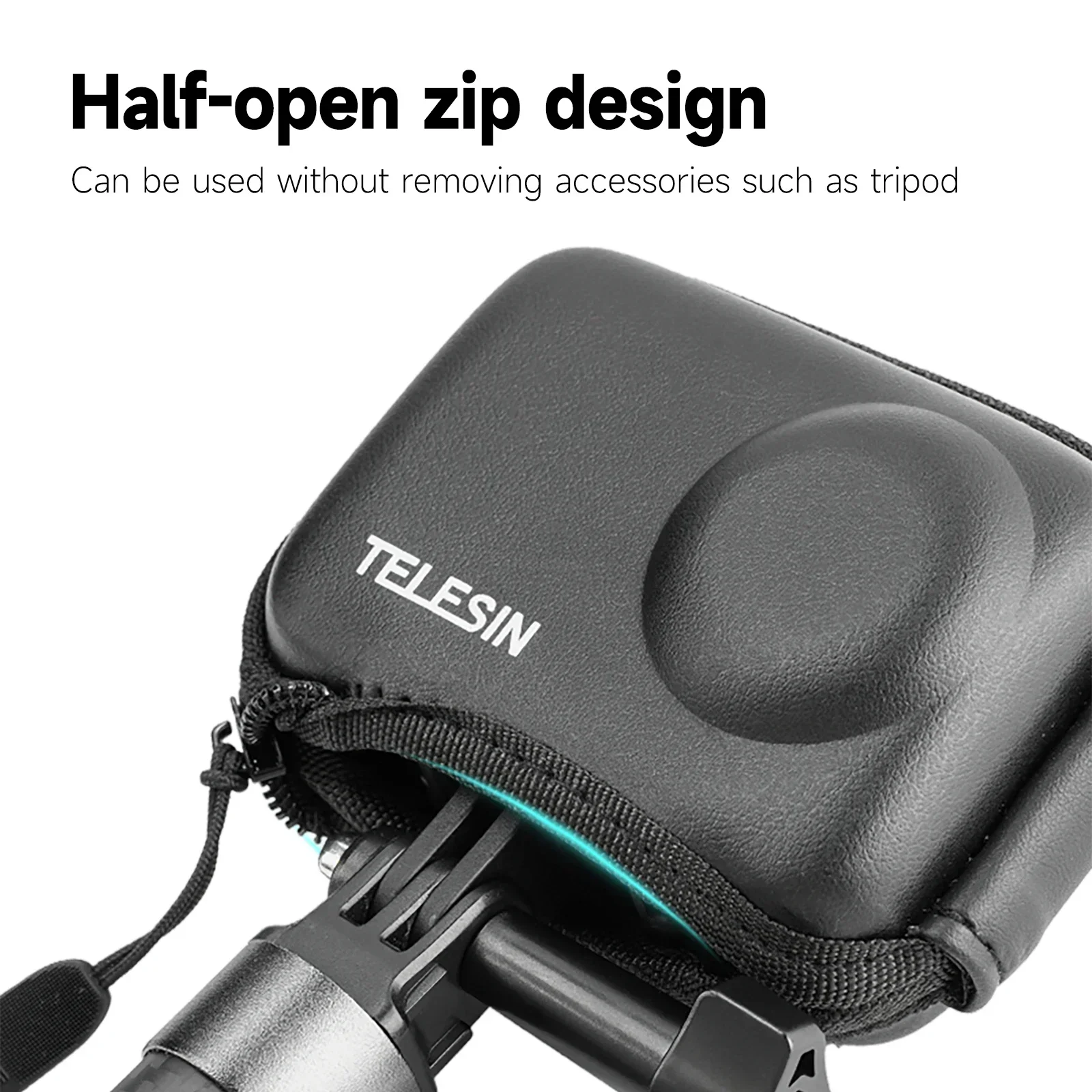 TELESIN bolsa de almacenamiento para DJI OSMO Action 5 4 3 cepillado medio abierto bolsa protectora de transporte de liberación rápida accesorios de Cámara de Acción