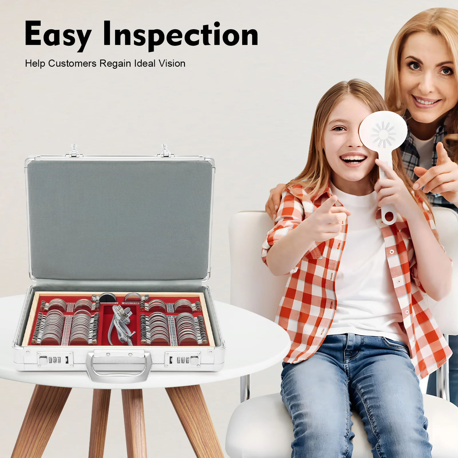 

Полный набор оптических пробных линз, комплект для оптометрического тестирования в металлической оправе с портативным кейсом для офтальмологической диагностики зрения и проверки зрения.