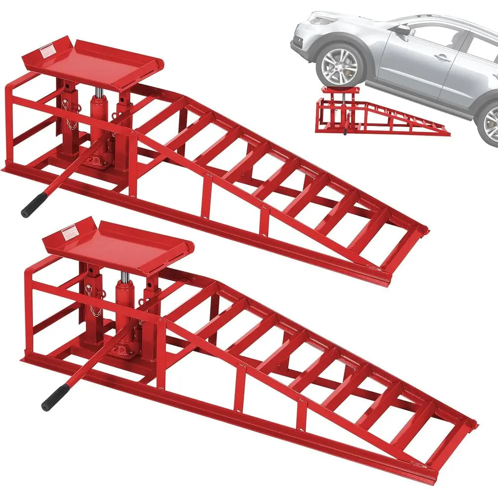 

Hydraulic Car Ramps for Oil Changes, 5T 11050LB Heavy Duty Low Profile Lift Ramps, High Lift 9.4-13.34in, Safety Garage Ramps fo