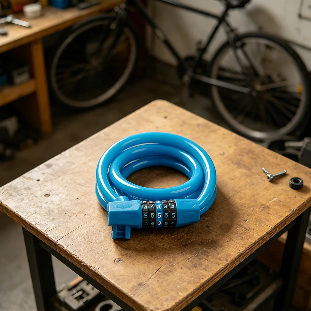 Bike Lock with 5 Digit Code and Key Entry Tough Steel Cable Anti Theft Lock for E-Bike Bicycle with Mounting Bracket