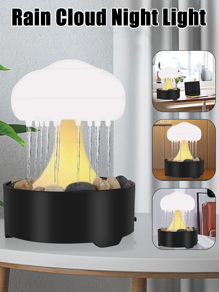 

Simulated Water Drop Mushroom Lamp Night Light Flowing Table Lamp Atmosphere Light Fountain Light