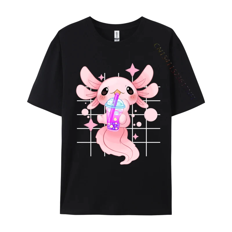 

Axolotl Boba Tea Bubble Tea Kawaii Neko Anime Girls Ns Breathable T Shirt For Male T Shirts Soft T-Shirt