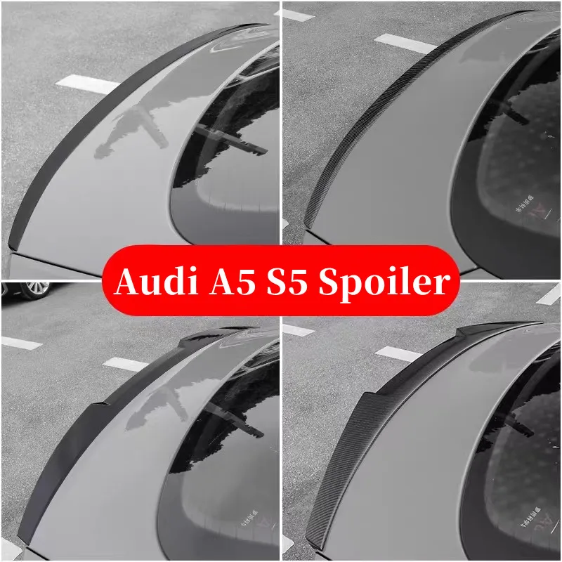 For 2017 18 19 20 21 22 23 Audi A5 S5 Carbon Fiber ABS Rear Trunk Lid Ducktail Lip Car Spoiler Wings Exterior Tuning Accessories