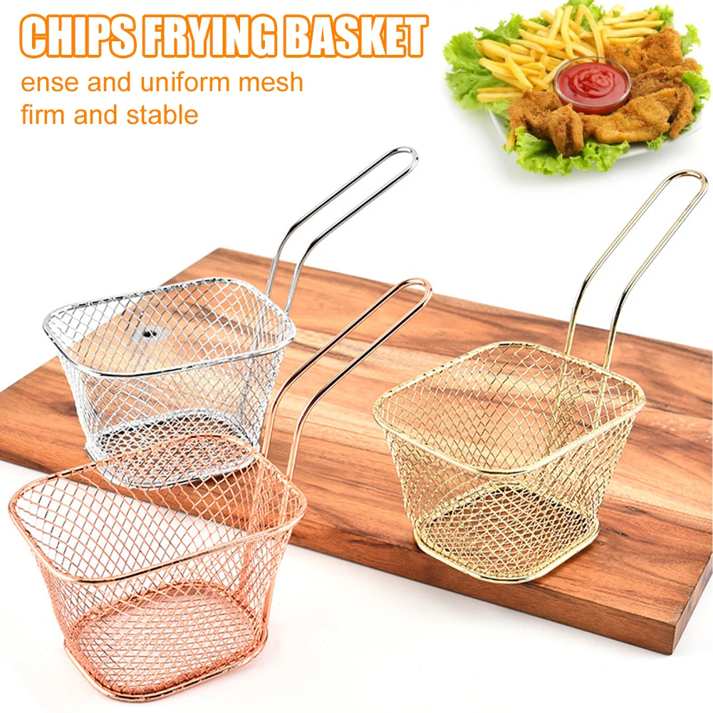 1PCS Stainless Steel French Fries Basket Mini Frying Basket Strainer Food Basket Kitchen Cooking Basket Colander Tools