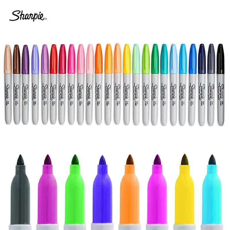 12/24colors American Sharpie Permanent Marker Pen Industrial Dust-Free Marker 1.0mm Laboratory Tattoo Pen Stationary Supplies