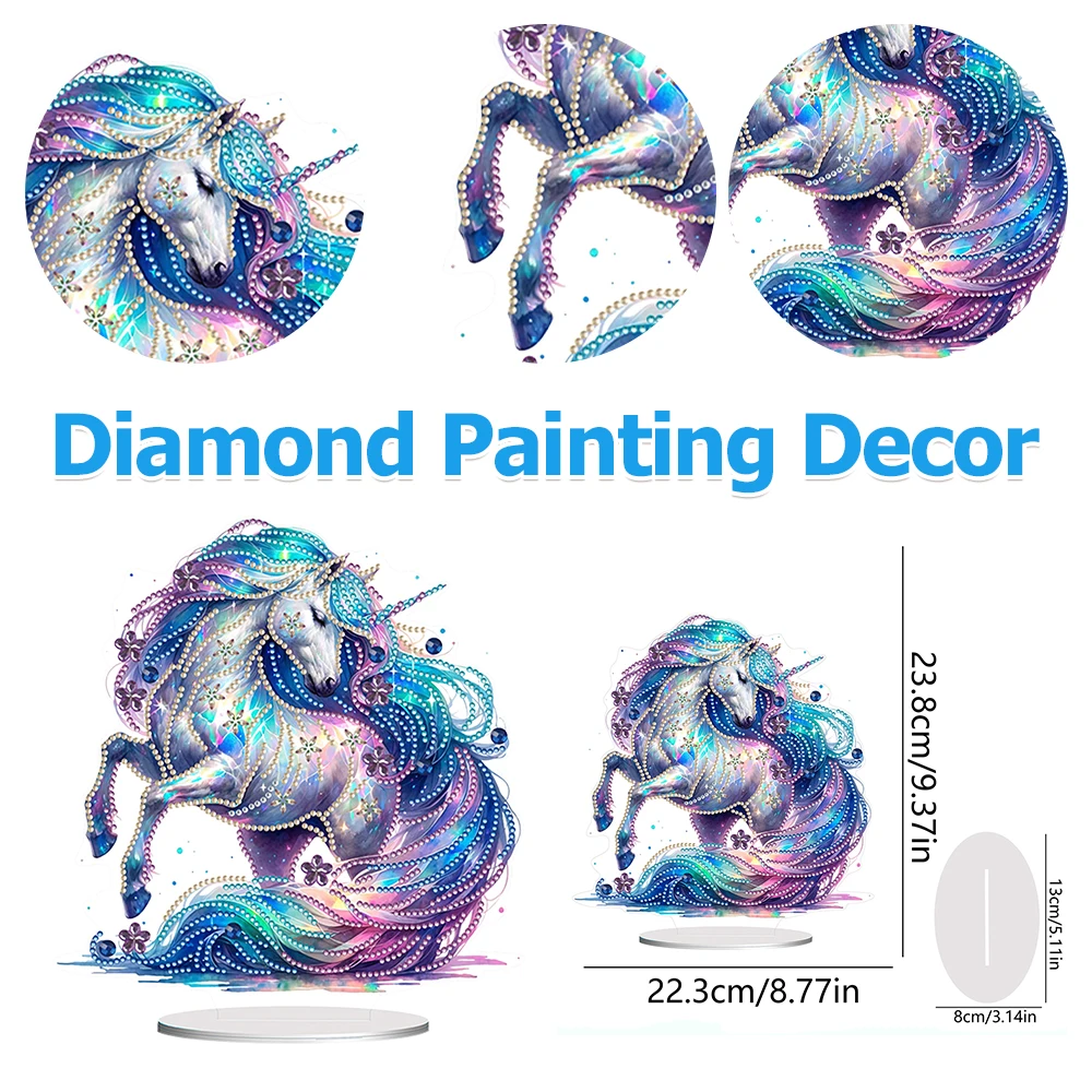 

Unicorn Special Shaped Diamond Painting Tabletop Ornaments Kit Colorful Diamond Painting Desktop Decorations Bedroom Table Decor