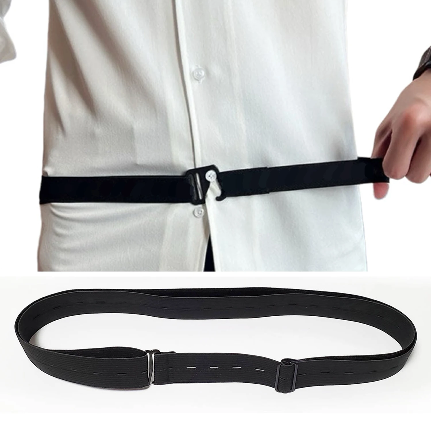 1x47 inch Men Business Adjustable Belt Non-slip Elastic Waistband Anti Wrinkle Shirt Stay Best Belt