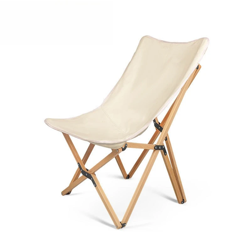 

Outdoor Folding Canvas Thickened Solid Wood Camping Photography Beech Chair