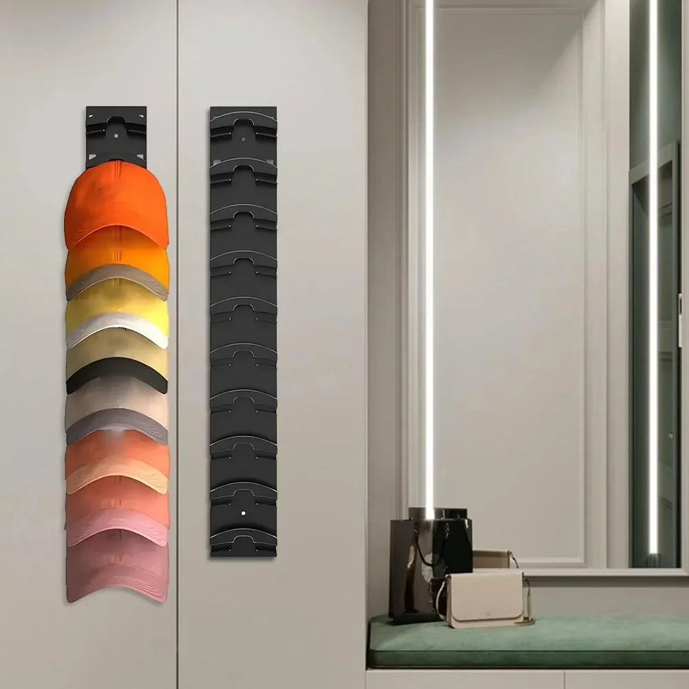 Baseball Cap Display Rack Hold Up To 10 Hats Cap Storage Rack Punching/Self Adhesive Hat Hanger Holder for Wall Door Closet