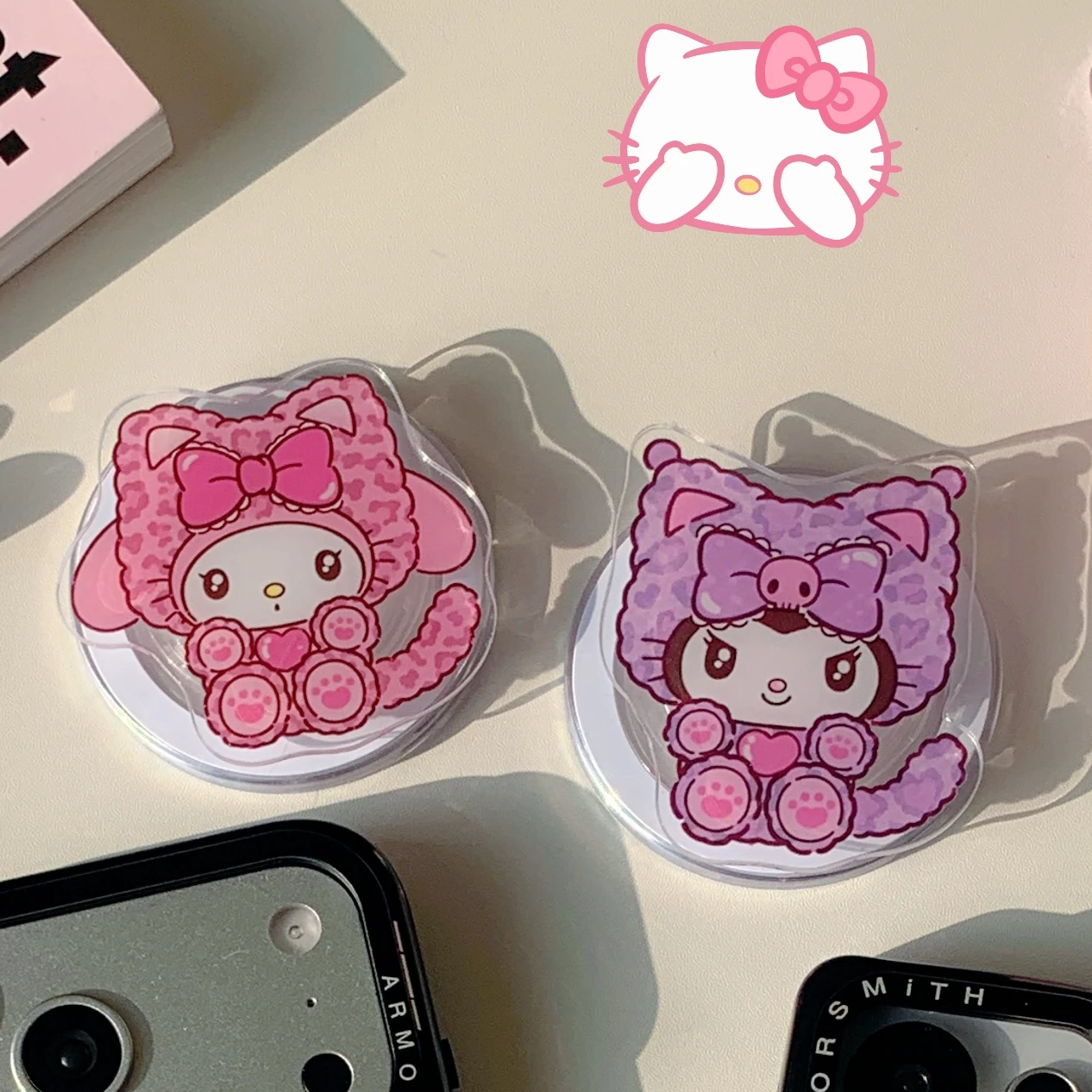 Adorable With Melody&Kuromi Magnetic Phone Holder For IPhone&Samsung&Magnetic Mobile Phone Case Anti-Slip&Detachable Girls Gift
