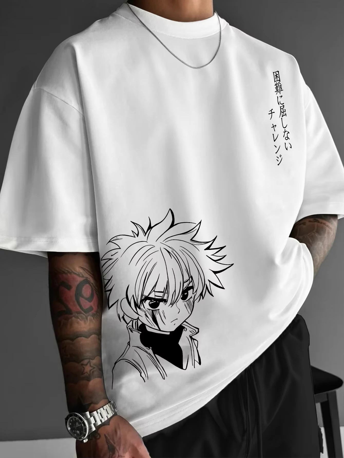 Anime Hunter X Hunter Oversized T-Shirt Japanese Manga Print Graphic Men Streetwear Casual Short Sleeve Unisex Cotton Tee Top