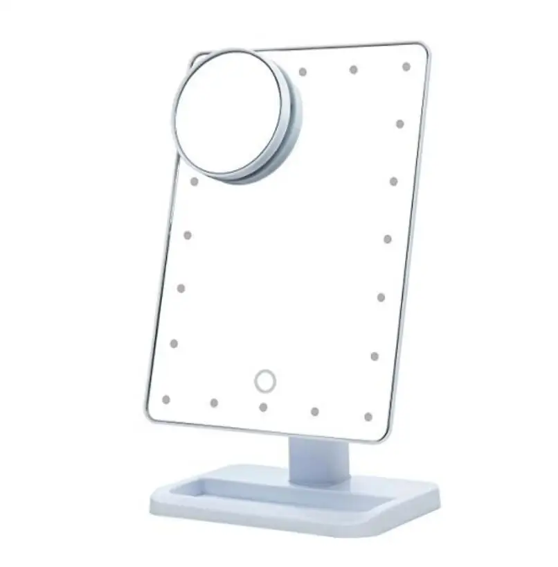 20-LED-Leuchten und 10-fach vergrößernde flache Desktop-Spiegel können berührungsempfindliche Spiegel drehen