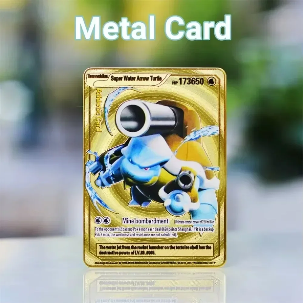 Metal Pokémon Letters Vmax Pokemon Metal Card Charizard Pikachu Mewtwo Vstar Anime Games Gold Iron Playing Cards Kids Toys Gifts