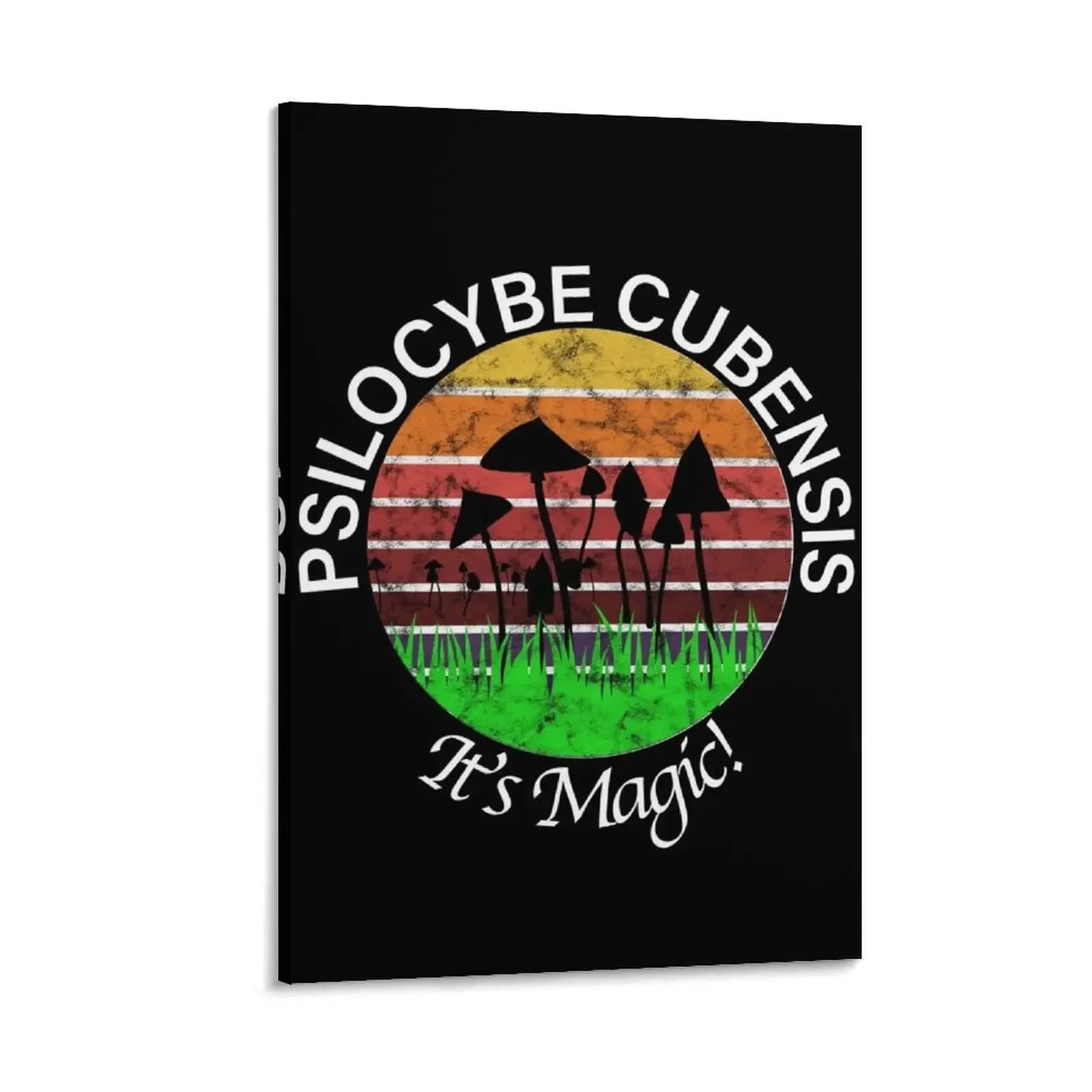 

Psilocybe Cubensis - Magic Mushrooms - Terence mckenna Psilocybin (white on black) Canvas Painting room decor