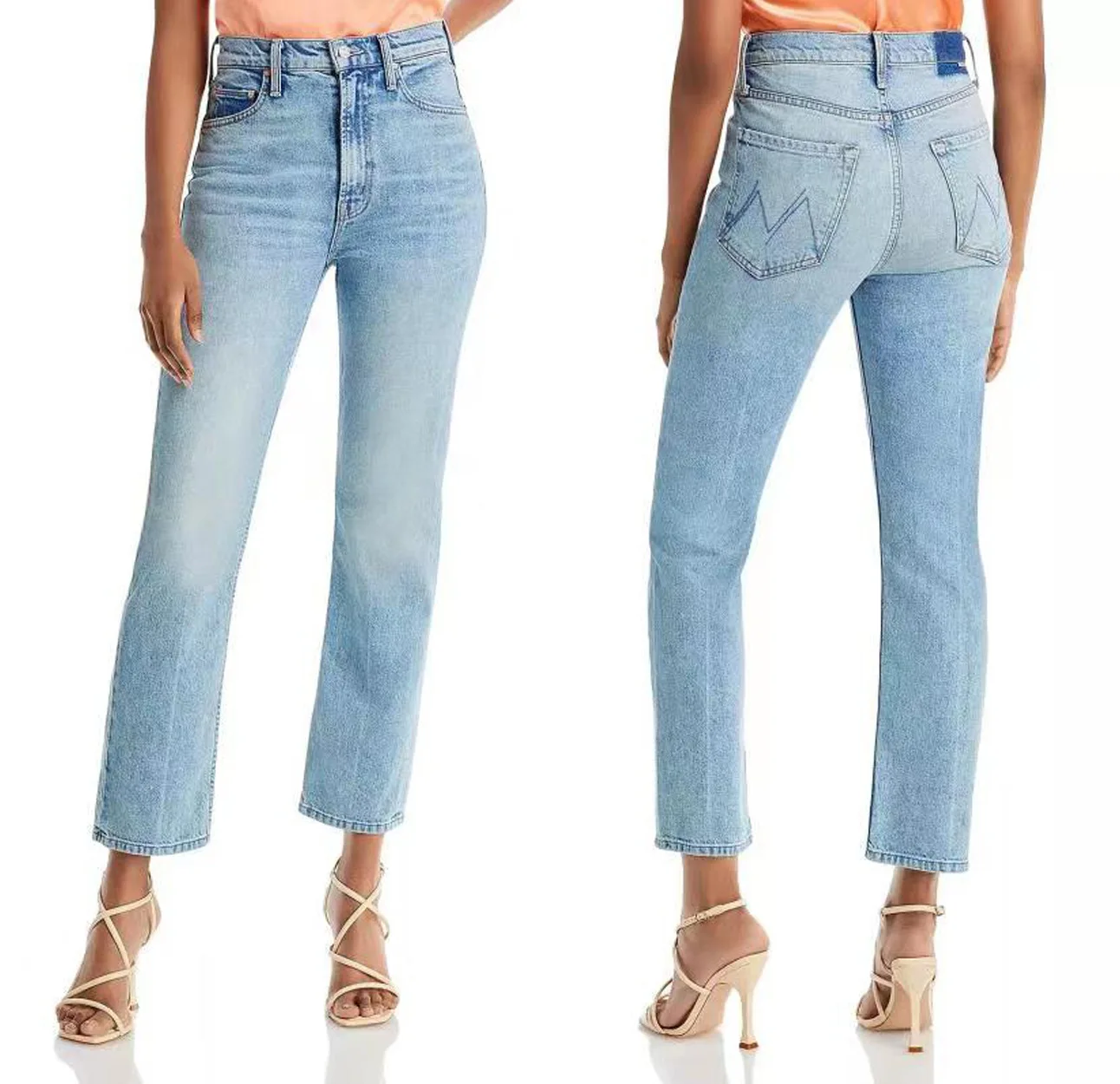 

Jeans For Women 2024 New Early Spring High Waist Light Blue Stretch Slim Fit Cropped Straight-Leg Runway Style Casual Design