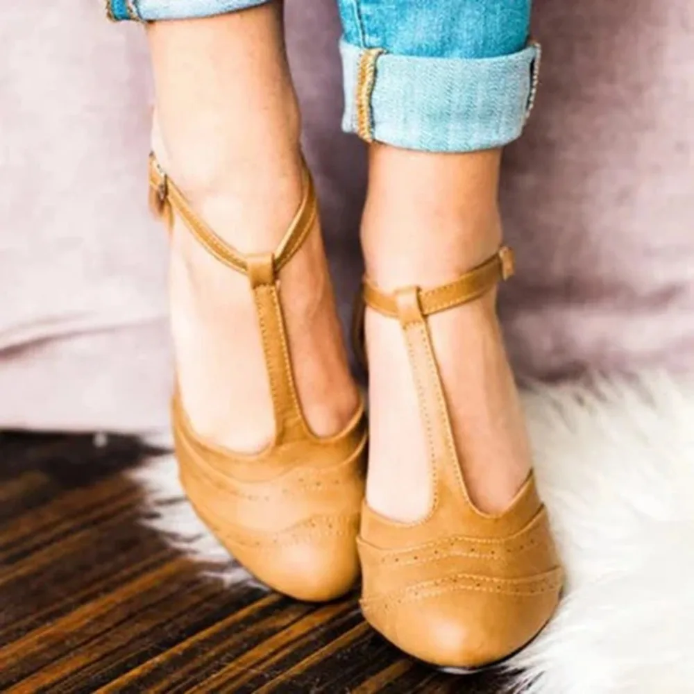 BLXQPYT 2019 Mature PU Solid Sandals Women square High Heel Cover Heel Round Toe Wedding Daily Party shoes woman Size 35-43 7165