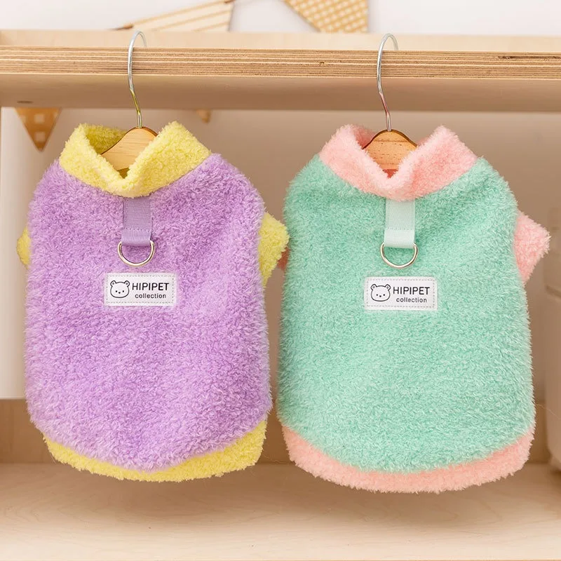 

Bichon Sleeveless Fleece Pet Winter Warm Sweatshirt Yorkshire Terrier Soft Pullover Teddy Two-legged Clothes that can be Pulled