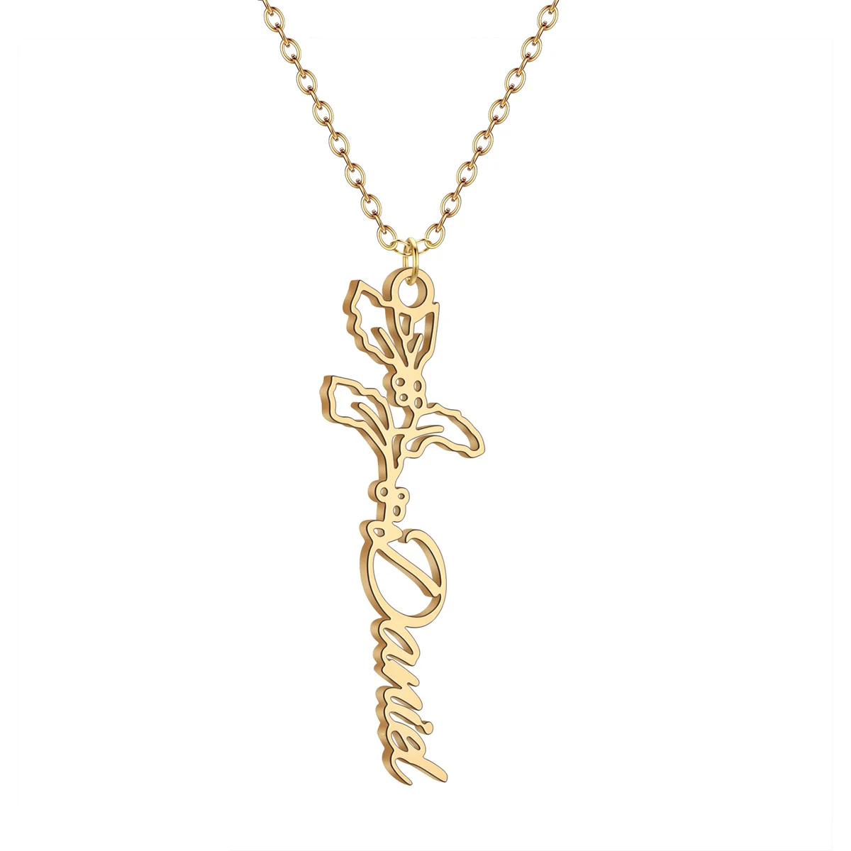 

Custom Name Necklace for women Rosependant Stainless Steel jewelry Women Men Chain choker collar Personalised Birthday gift