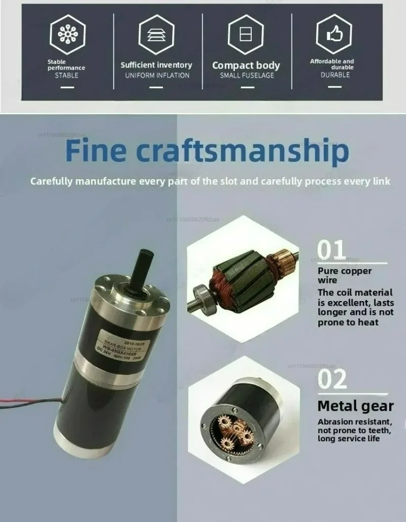 45mm DC planetary reduction motor 12V micro forward and reverse adjustable speed motor 24V high torque small motor
