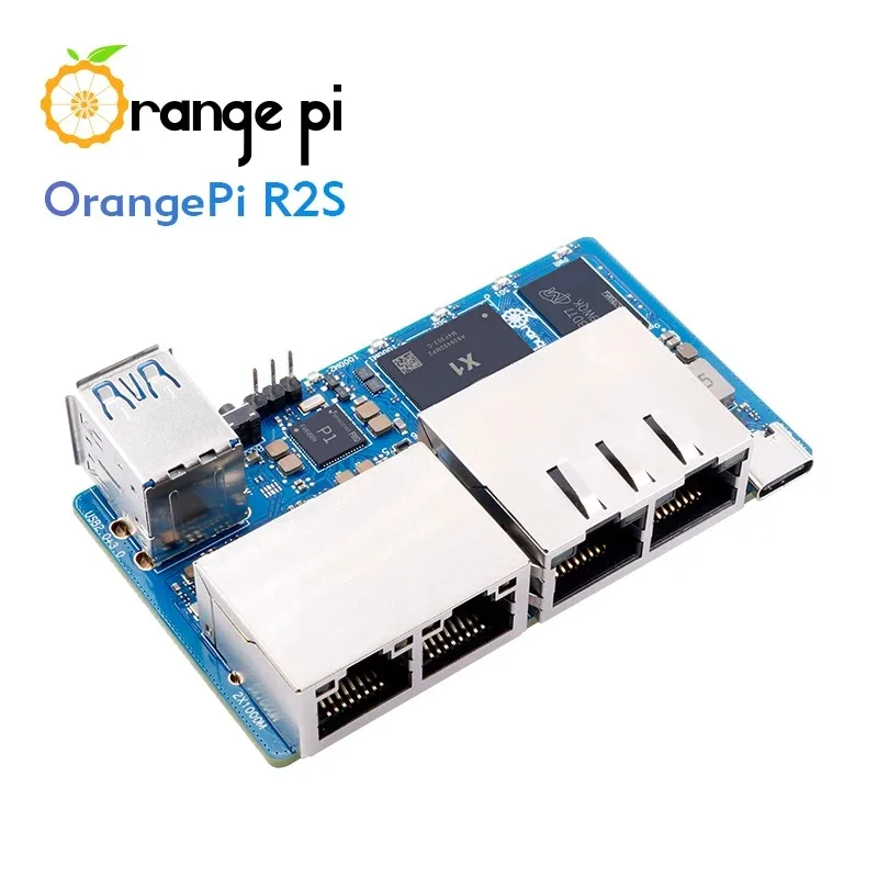 Orange Pi R2S 2GB RAM 8GB EMMC Development Board 8-core RISC-V AI 2TOPS CPU Dual LAN Ports Mini PC Support OpenWrt Ubuntu OS