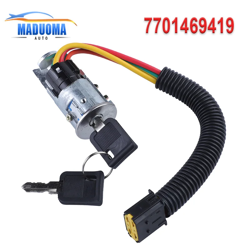 New 7701469419 77014-69419 Ignition Switch 2 Key Starter Truck For RENAULT CLIO 1998-2005 MEGANE SCENIC MK1 1996-2003