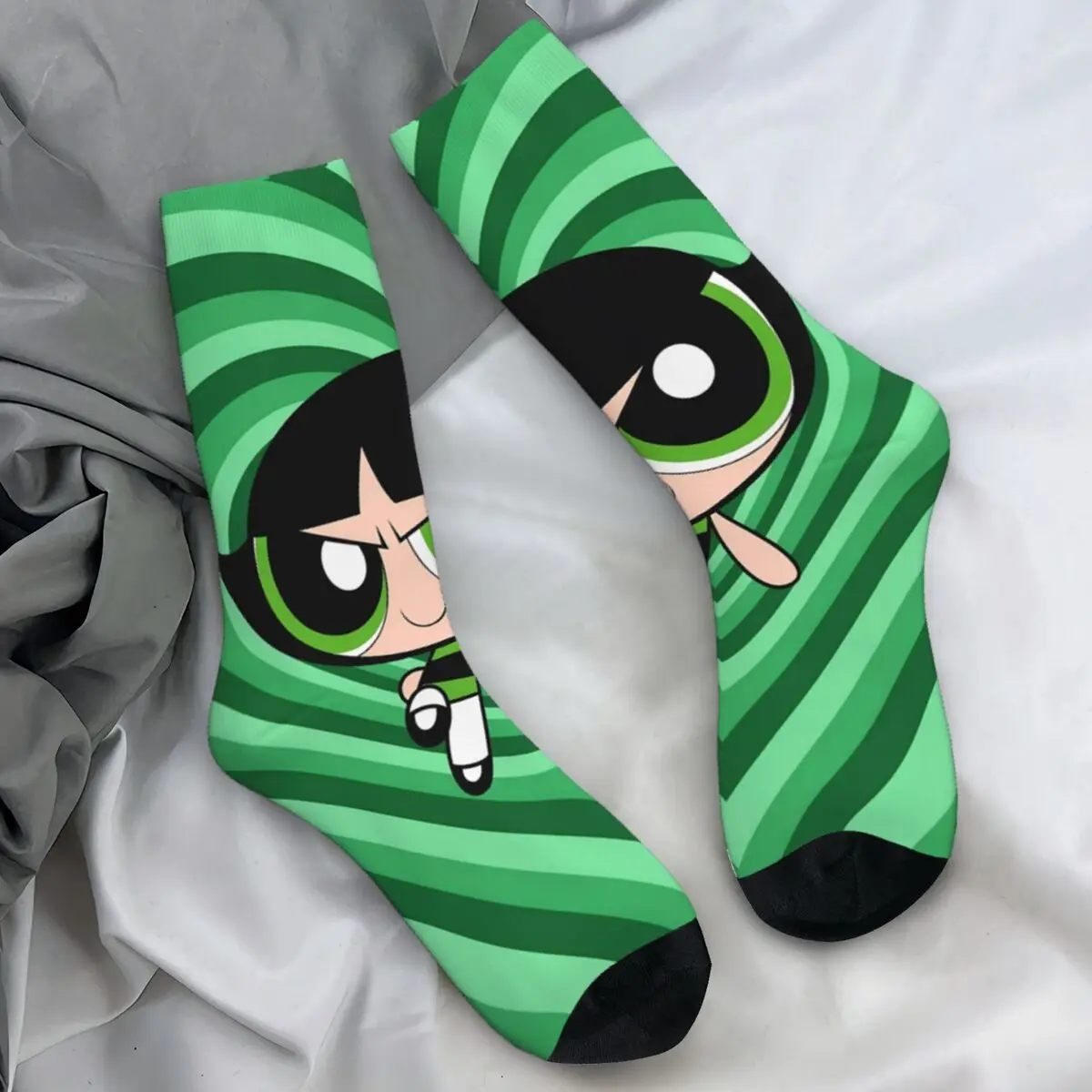 The Powerpuff Girls Buttercup Stockings Graphic Casual Socks Spring Anti Skid Socks Adults Men Cycling Breathable Socks