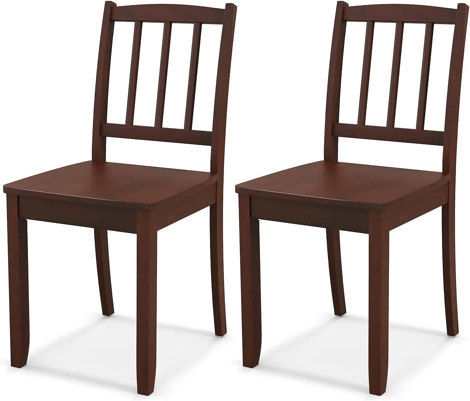 Giantex Farmhouse Dining Chairs Set of 2, Modern Kitchen Chairs w/Rubber Wood Legs & Curved Backrest, Ladder Back Diner Chairs