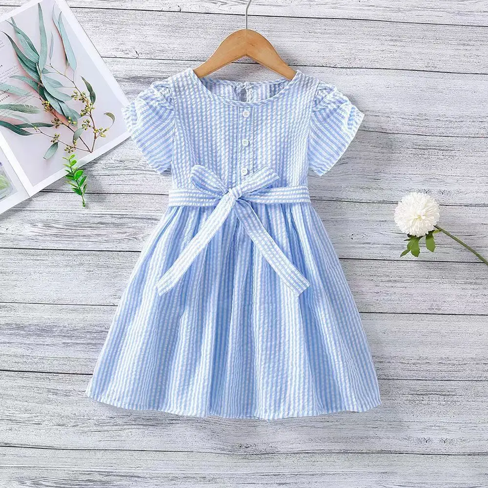

4 6 8 10 12Y Girls Dress Short Sleeve Plaid Dress 2023 Baby Girls Princess Kids Xmas Party Tutu Dress Cotton Costume