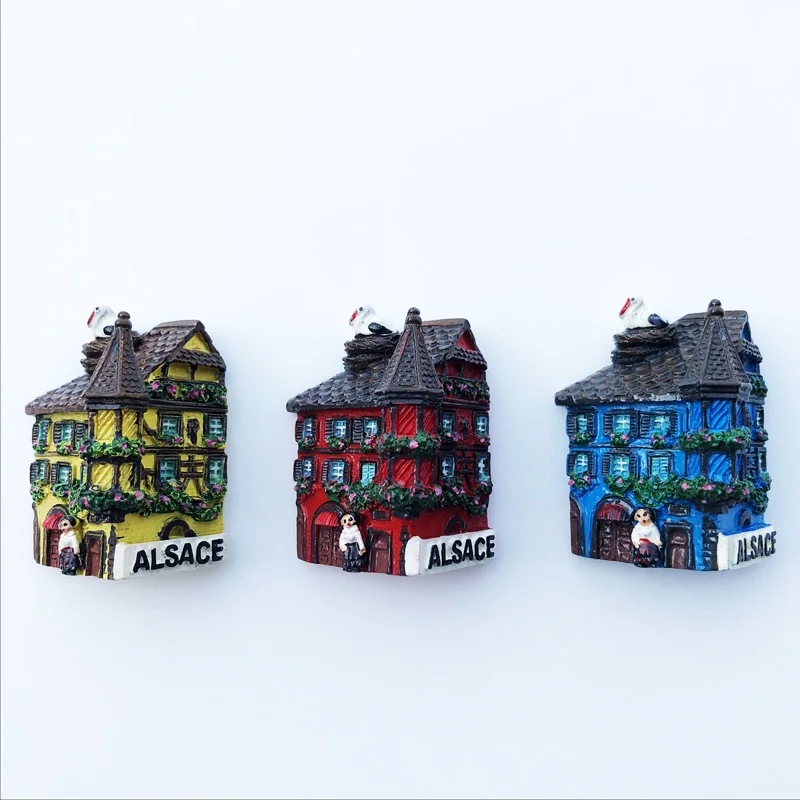 Franc Folk House Tourist Souvenir Fridge Magnets Decoration Articles Handicraft Magnetic Refrigerator Collector Collection Gifts