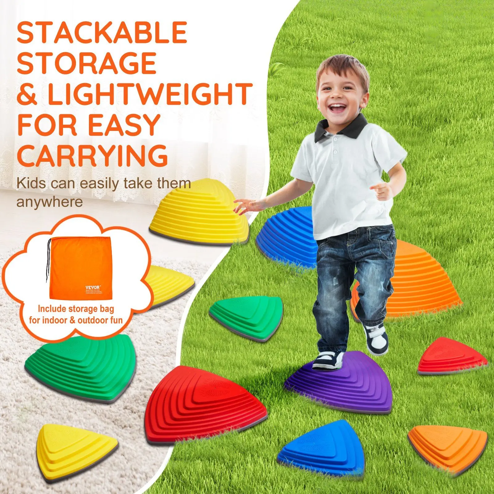 Kids Balance Stepping Stones Sensorische hindernisbaan 12-delig Buiten Binnen