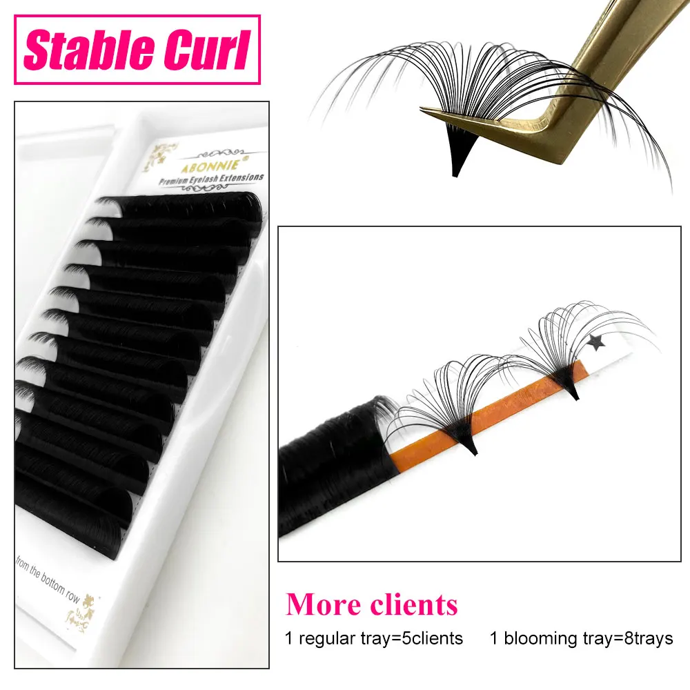 Abonnie Easy Fanning Blooming Eyelashes Extensions Flowering Volume Faux Mink Auto Fan Lashes Natural Fan Like Butter Lashes