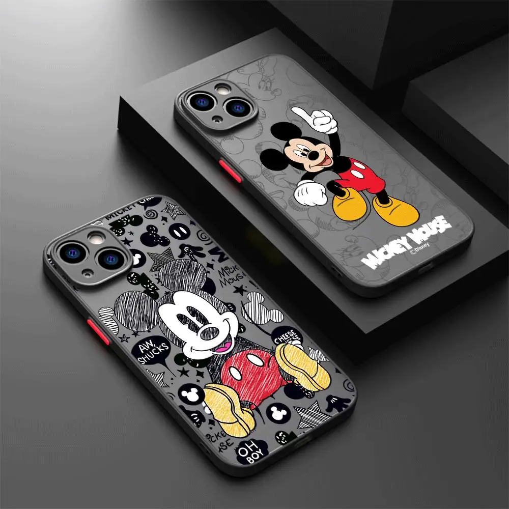 Mickey Phone Case for Apple iPhone 14 Pro Max 13 15 Plus 12 Mini 11 Pro XR 8 SE 7 6S XS MAX Matte Shockproof Armor Cover