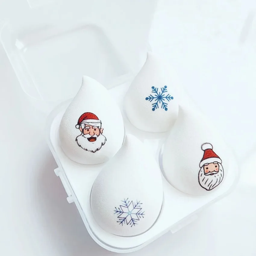 Custom 36styles Chrismas Makeup Puff Soft Portable Ball Gift Snowman Beauty Egg Christmas Hat Makeup Egg Bulk Makeup Tools