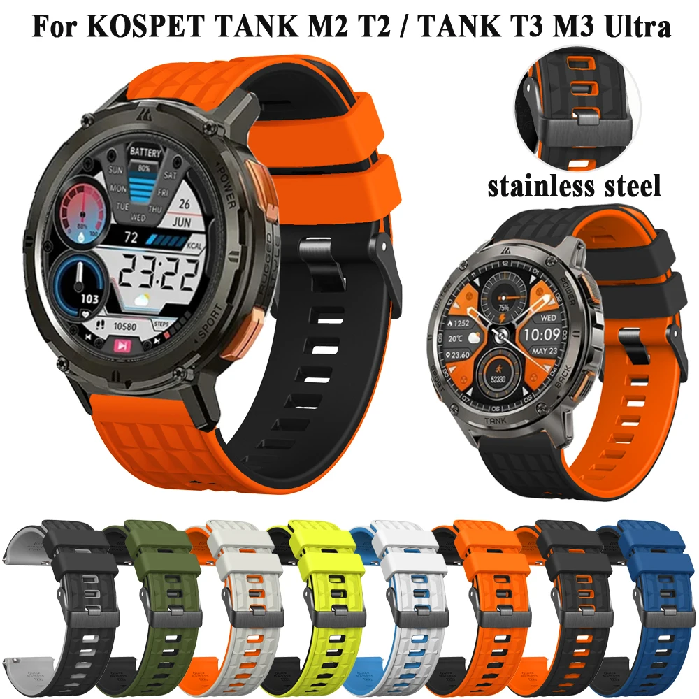Correa deportiva de silicona de 22mm para KOSPET TANK T2 TANK T3/tanque M2 M3 Ultra, pulsera TANK T3 Ultra, Correa para reloj inteligente