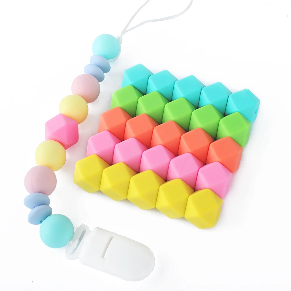 20Pcs 14mm Hexagonal Silicone Beads for Jewelry Making Bracelet Necklace DIY KeyChain Clips Chain Accessory Decoration